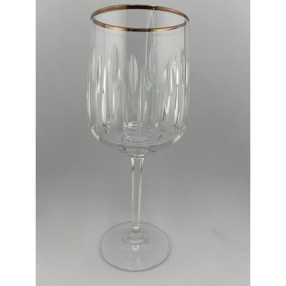 Transparent Crystal Glass Vertical Stripes Golden‎ Edge Champagne Glass - Picture 1 of 6